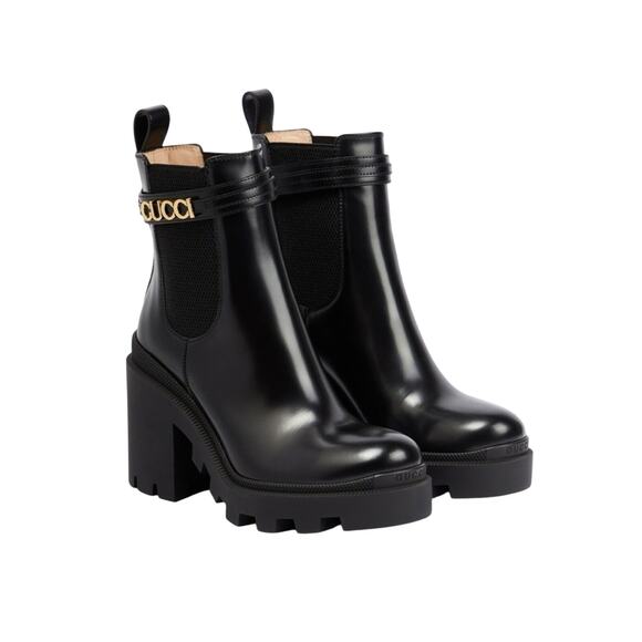 Gucci Magnum 40/US 10 Chelsea Boots Black Leather Block Heel Ankle NIB - Picture 1 of 15